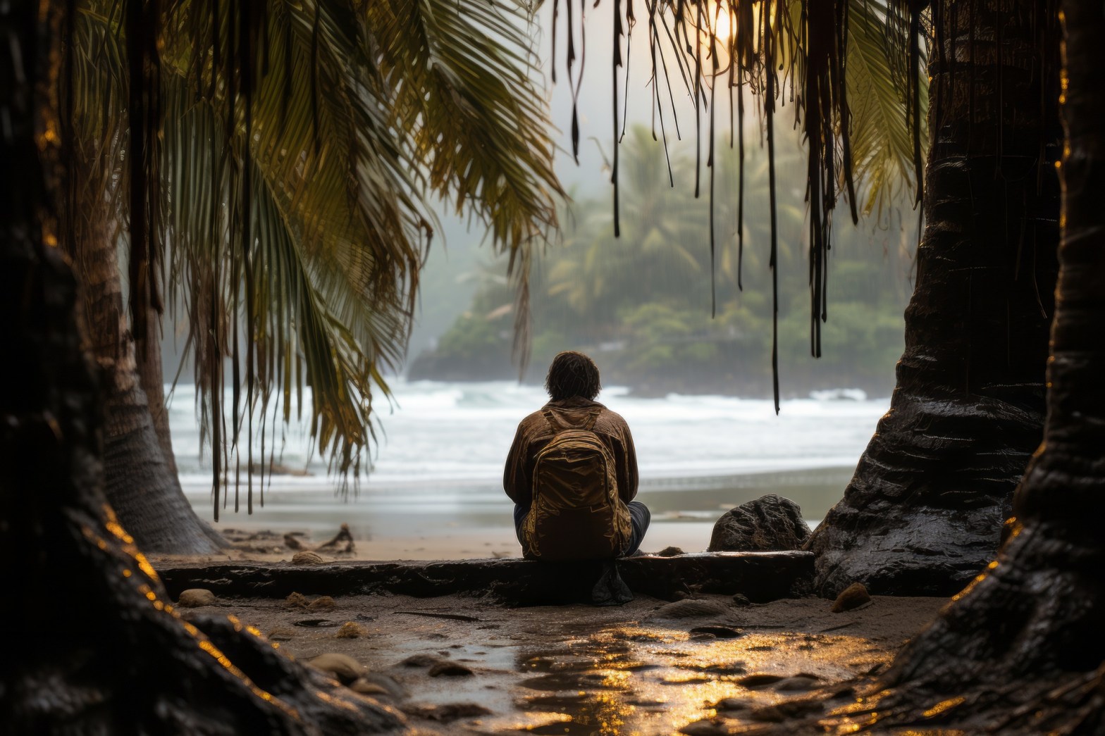 person relaxing on tropical beach surrounded by palm trees   dr krishna athal
