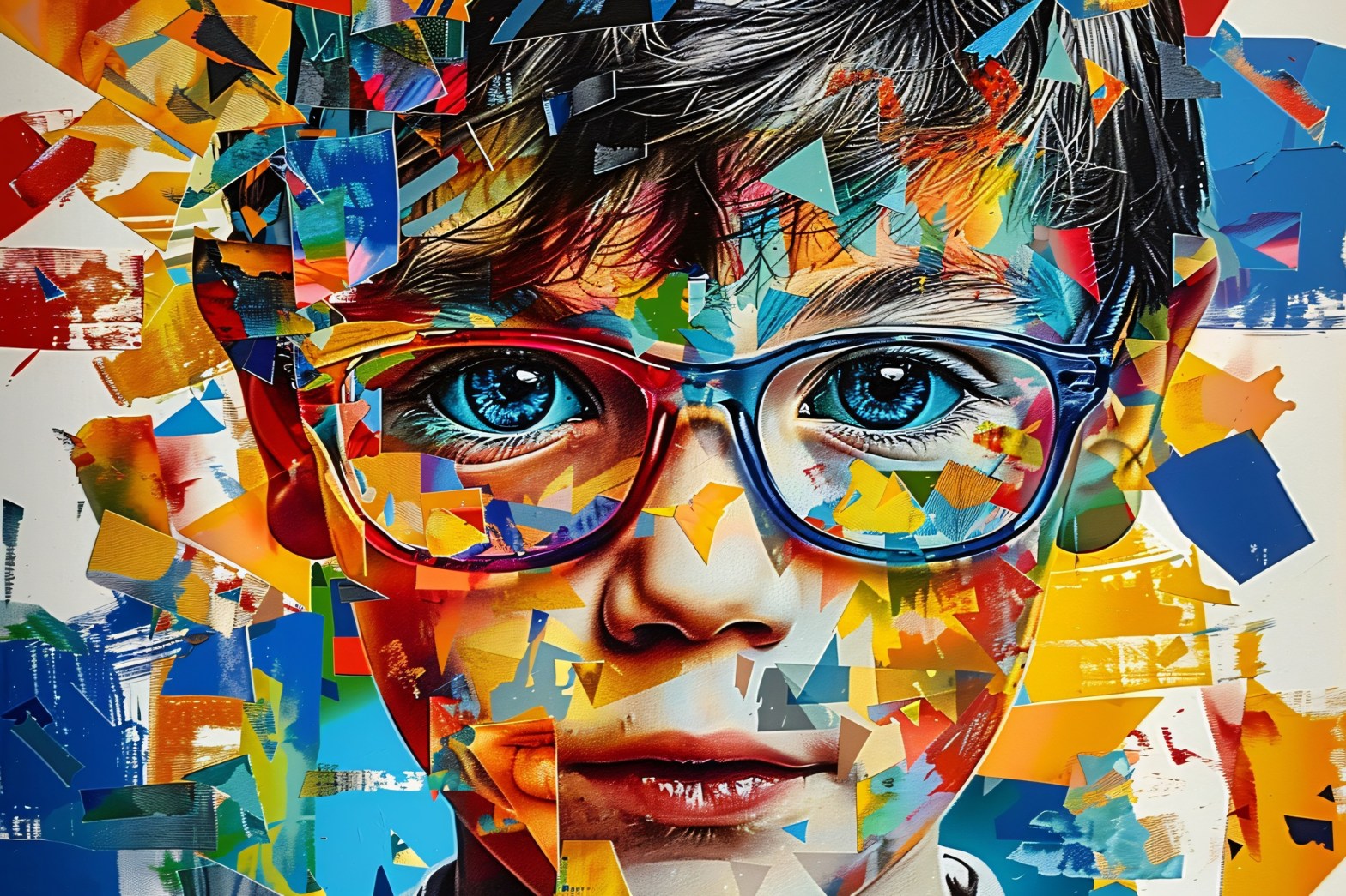colourful abstract portrait of a child wearing glasses dr krishna athal colourful abstract portrait of a child wearing glasses dr krishna athal