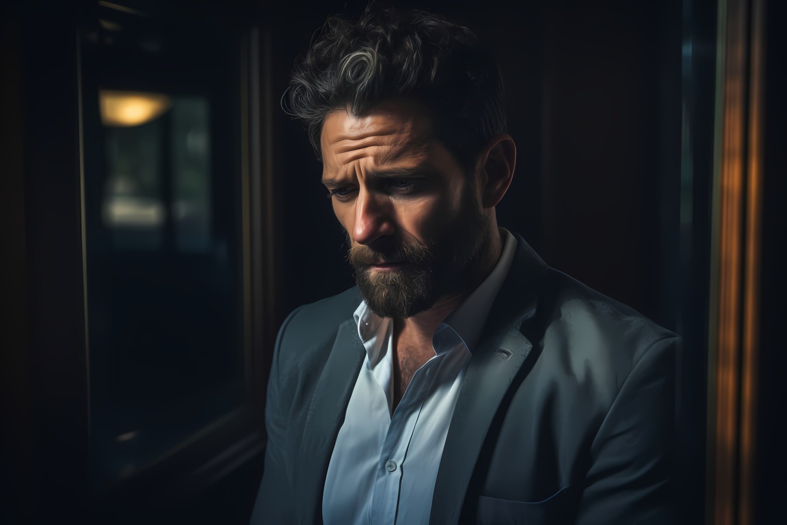 man in a suit looking thoughtful in dimly lit room   dr krishna athal