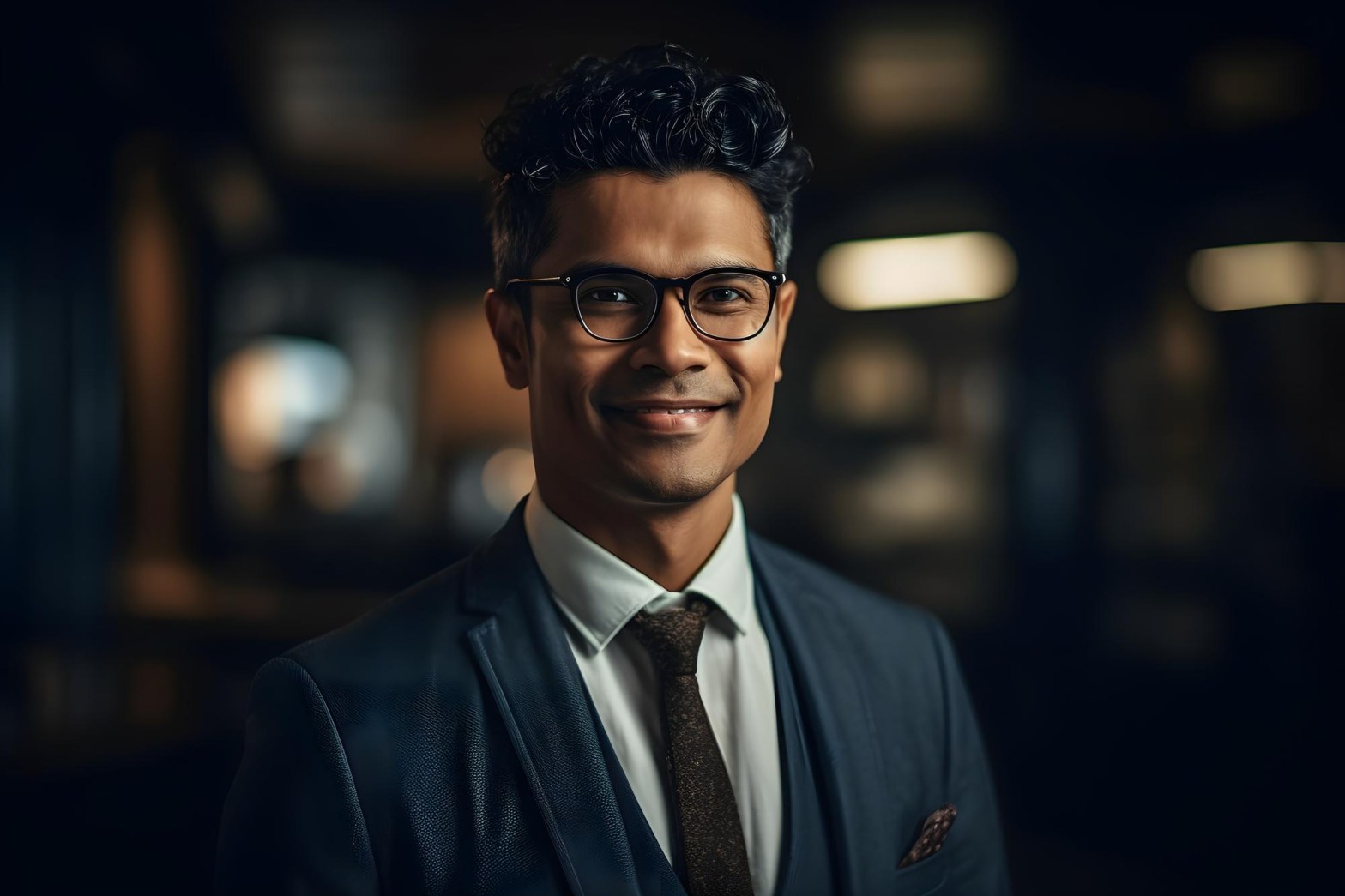 man in a suit smiling warmly indoors with glasses on   dr krishna athal