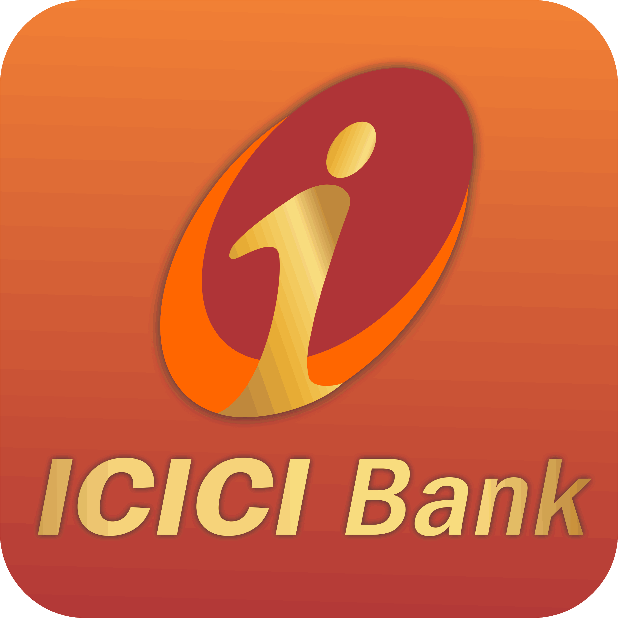ICICI Bank logo in orange and maroon colours with stylised i