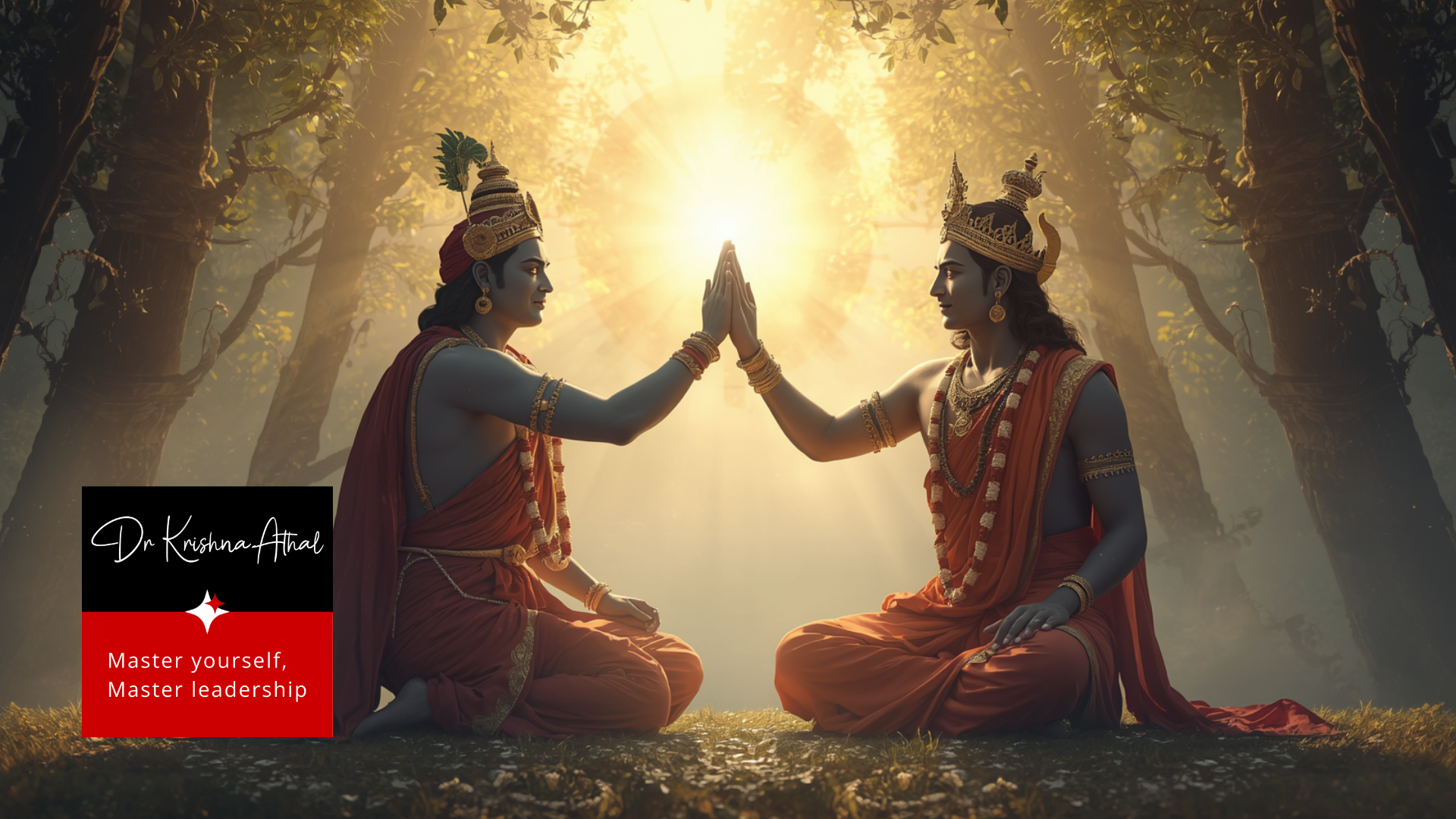 krishna and arjuna seated palm to palm illustrating the ideal coach coachee relationship from the bhagavad gita   dr krishna athal